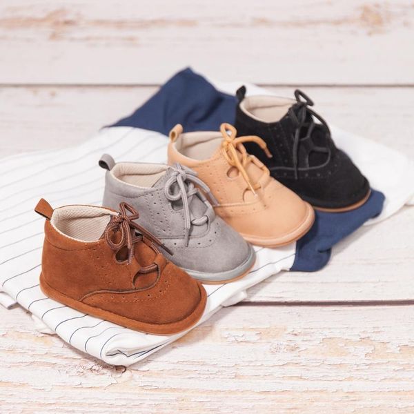 

boots toddler baby boys girls high ankle sneakers soft anti-slip sole lace-up boot first walker, Black;grey