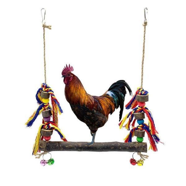 

other bird supplies toy perch swing stand stick chicken pet hammock with cotton rope bell for rooster hen chick