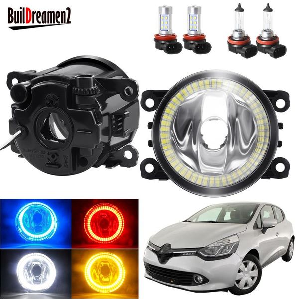 

other lighting system angel eye fog light assembly for clio iv 2012-2021 car front bumper with halo ring daytime running lamp 12v