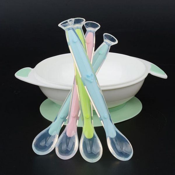 

old cobbler newborn baby products silicone feeding spoon soft head with suction cup set box custom wholesale