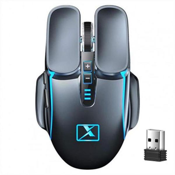 

10m 2.4ghz transmission rechargeable wireless mechanical gaming mouse 4 dpi cool mixed light smart dormancy usb optical mice