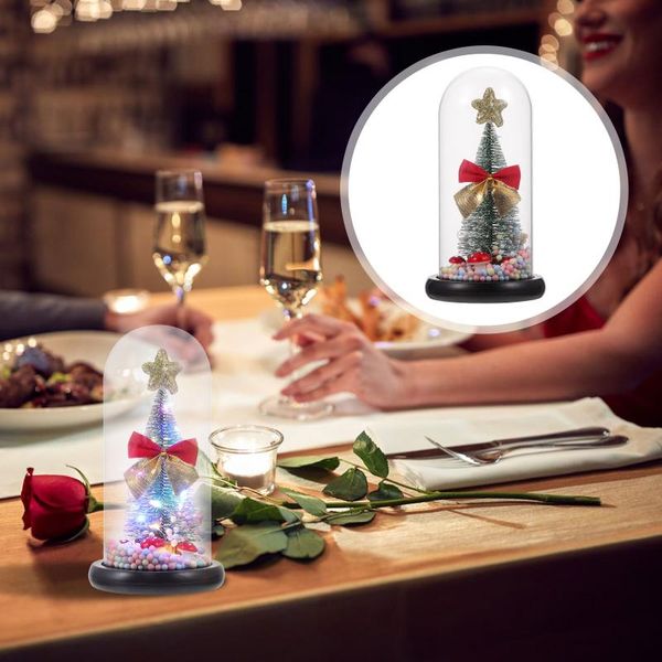 

christmas decorations 1pc xmas tree in glass dome luminous party supplies without battery