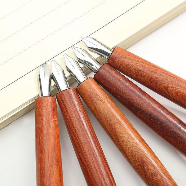 

party favor 5pcs dip wooden pens fine workmanship calligraphy set with ergonomic handle writing fountain pen