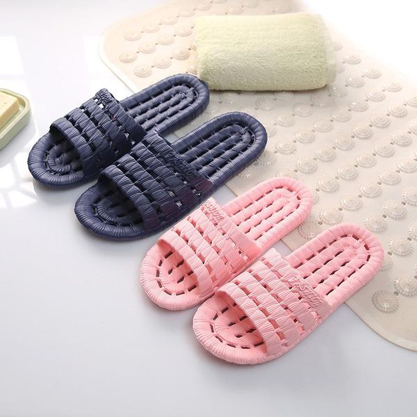 

slippers family bathroom home indoor non-slip solid soft bottom slipper sandals women and men flat shoes, Black