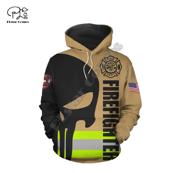 

men's hoodies & sweatshirts plstar cosmos cool skull firefighter fireman 3d print zip hooded for men and women casual streetwear q44, Black