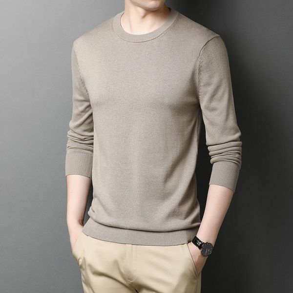 

men's sweaters 2021 spring autumn winter sweater fashion clothing round neck solid color knitwear 8576-1079, White;black