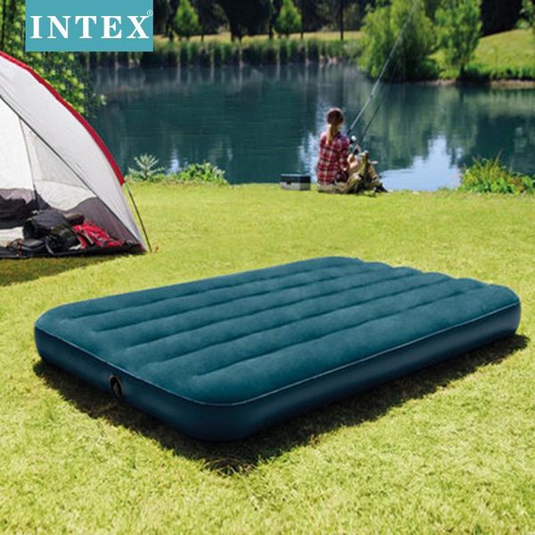 

inflatable floats & tubes portable camping family mattress green line flocking pvc air bed