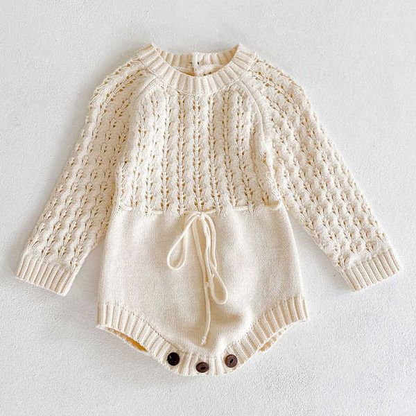 

spring girls romper autumn long sleeve girl knit hollow out rompers jumpsuit baby clothes, Blue