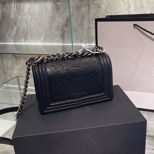 

luxury designer womens bags france boy girls clafkin leather serpentine snake patent cowhide aged silver hardware handbags 25c/20c 21/22ss a