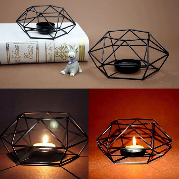 

est 3d geometric mounted candle holder metal tea light home decor candlestick artistic holders