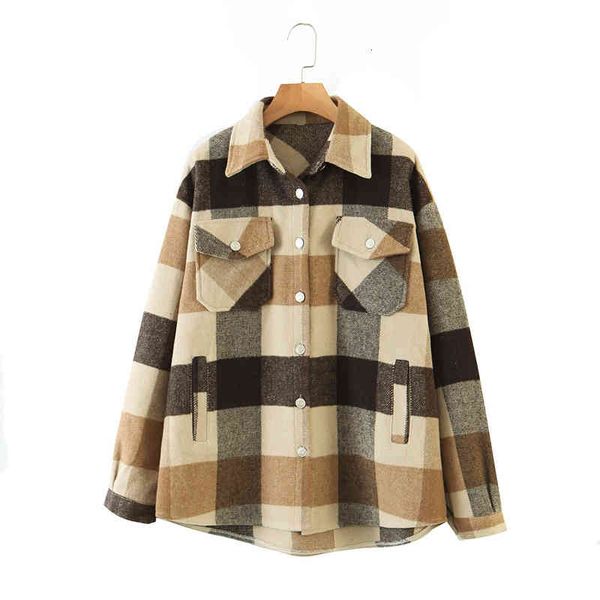 

women's jackets ies vintage blue plaid long coat jacket pocket casual warm overcoat fashion outwear fall women 201014 4bkj, Black;brown