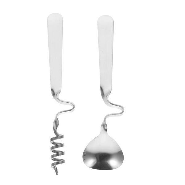 

spoons 2pcs stainless steel coffee mixing curving handle (silver)