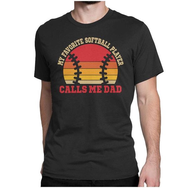 

men's t-shirts my favorite softball player calls me dad t-shirt, White;black