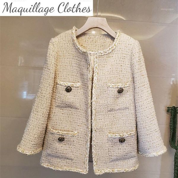 

fashion women's elegant loose tweed coat women autumn jackets c268 wool & blends, Black