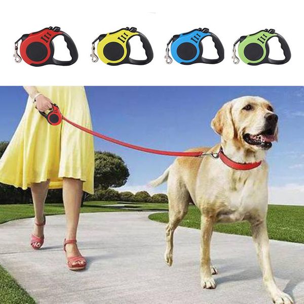 

dog collars & leashes 3m/5m automatic retractable leash nylon walking running lead rope roulette for small medium dogs pet outdoor supplies