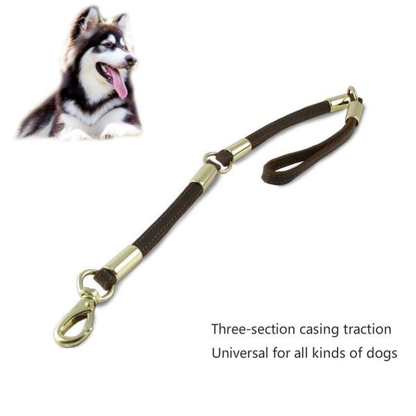 

dog collars & leashes pet leash handmade cowhide material outdoor traction rugged chain for medium and large dogs 0.9m/1m