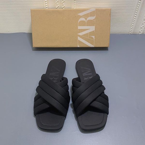 

slippers 2021 summer designer shoes black quilted cross flat rome female sandals