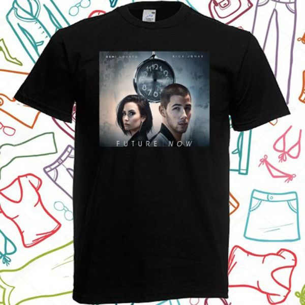 

demi lovato nick jonas future now men's black t-shirt size s to 3xl, White;black