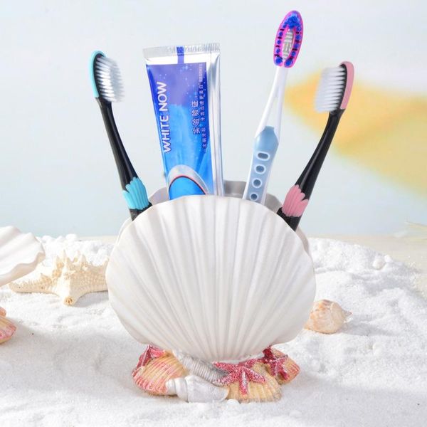 

toothbrush holders ly shell-shaped holder marine themed resin pen case tableware organizer for kitchen bathroom table