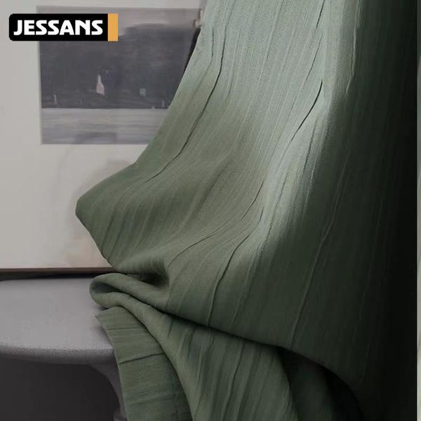 

curtain & drapes matcha green japanese style nordic fresh wrinkle texture high shading living room bedroom temperature setting