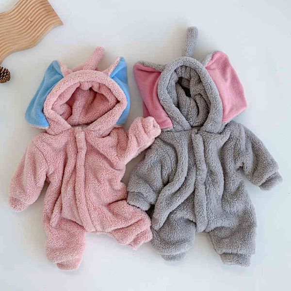 Born Infant Baby Boys Girls Elefante Pagliaccetti Abbigliamento Autunno Inverno Bambini Ragazzo Ragazza Manica lunga Addensare Vestiti 210429