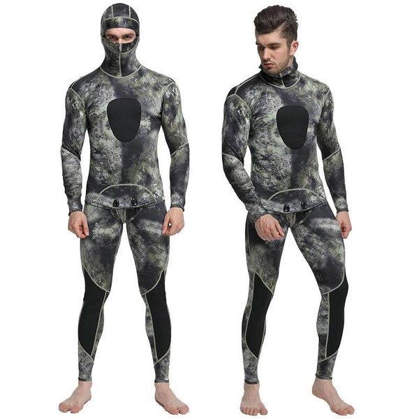 

swim wear camouflage spearfishing scuba wetsuit 1.5mm neoprene men's two piece diving suit surfing snorkeling winter thermal swimsuit