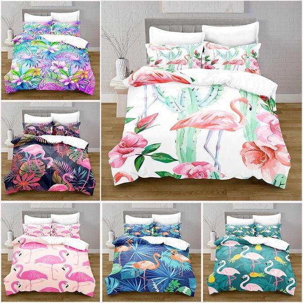 

bedding sets artistic flamingo quilt cover with pillowcase eu/australia/us bedroom decorative set(excluding and sheets)