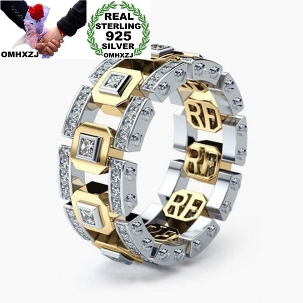 

cluster rings omhxzj wholesale european fashion woman man party birthday wedding gift square zircon 925 sterling silver ring rr92, Golden;silver