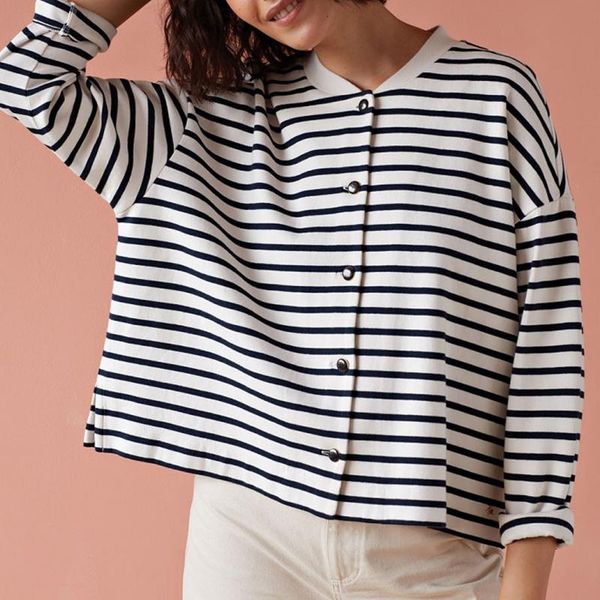 

women's jackets women jacket 2021 spring black white striped coat, Black;brown