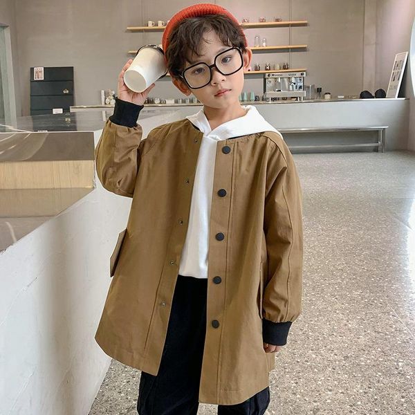 

jackets boy girl trench coat long teenagers outerwear winter fall turn-down collar casual handsome boys cotton clothes, Blue;gray