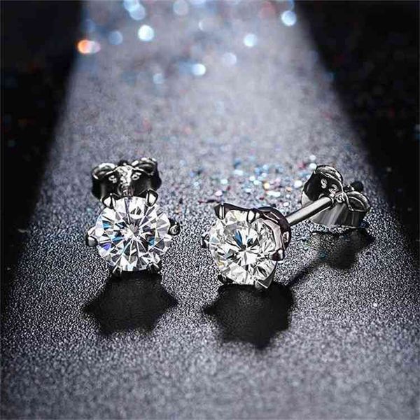 

new arrival 0.5 carat moissanite gemstone stud earrings for women solid 925 sterling silver d color solitaire fine jewelry-a, Golden;silver