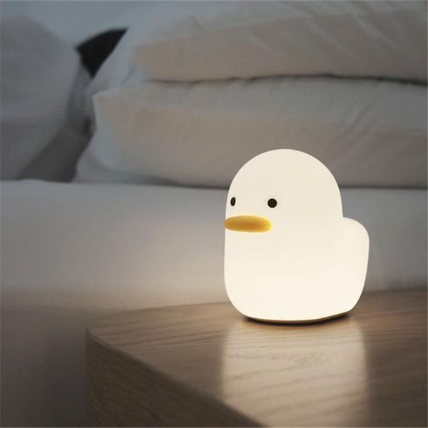 

party favor duck led night lamp cute light silicone soft touch sensor animal for baby children kid bedroom