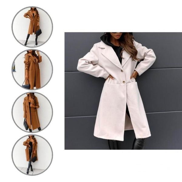 

women's trench coats stylish single-breasted notched collar women jacket winter all match, Tan;black
