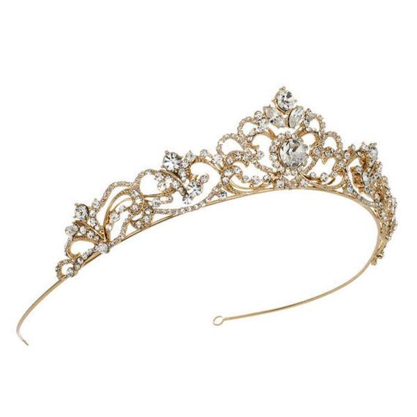 

hair clips & barrettes 2021 bride jewelry crystal tiara crown princess wedding accessoriess gold/rose gold bridal hairband crowns, Golden;silver