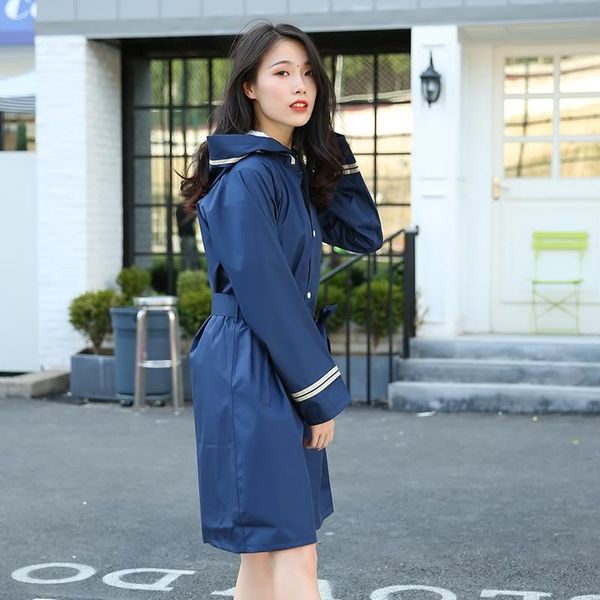 

raincoats 2021 fashion long raincoat women rain coat waterproof hooded blue for outdoor hiking travel fishing cycling rainwear