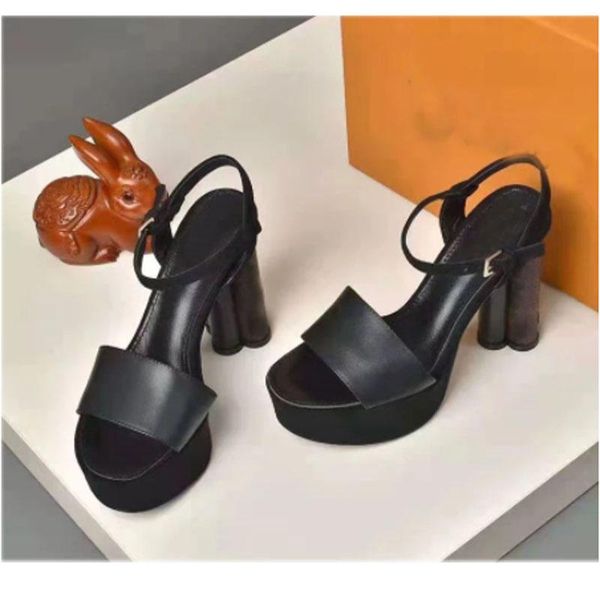 

dress shoes genuine leather women platform sandals luxury design 10cm high heels for summer sandali con plateau da donna, Black