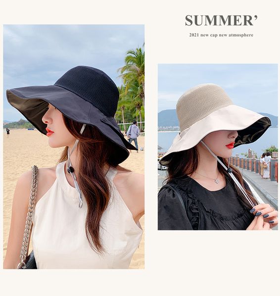 

hats women female summer sun hat beach uv protection hollow sunshade black plastic sandal cap with mesh womens fisherman caps wholesale vale, Blue;gray