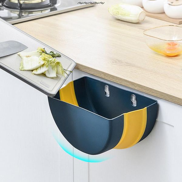 

waste bins wall mounted folding bin door cabinet hanging trash can kitchen bathroom home storage rack box cleaning tool