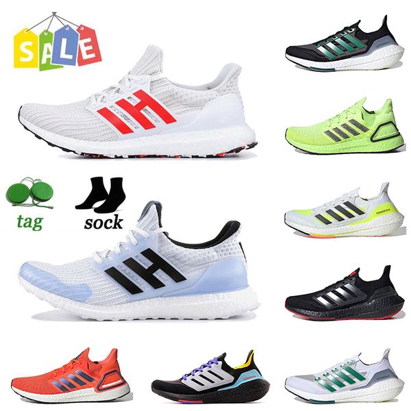 

2022 ultra 20 21 ultraboost mens women running shoes triple black pulse aqua ub 4 white bred solar yellow grey navy blue green designer spor, White;red