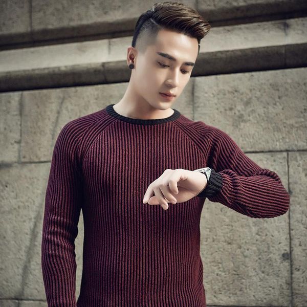 

men's sweaters men winter warm o-neck cotton striped knitted male slim fit pull homme classic knitwear pullover sweater z22, White;black