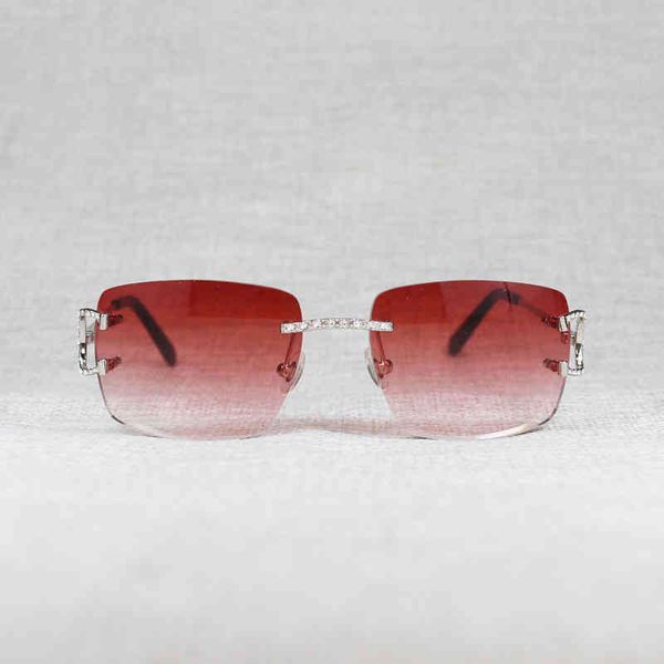 

2022 factory wholesale new model vintage rhinestone rimless men oval stone wire eyeglasses metal frame square shades women for summer club e, White;black