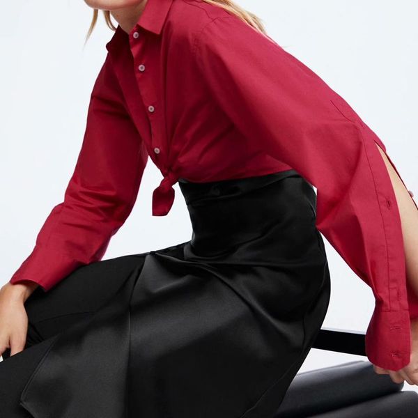 

women's blouses & shirts kumsvag 2021 summer women poplin and long sleeve solid brand fashion female street red short shirt, White