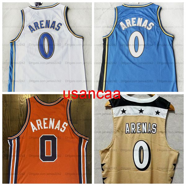 Retro uomo # 0 Gilbert Arenas Jersey di pallacanestro giallo blu colore bianco 0 maglie all'ingrosso tutte cucite