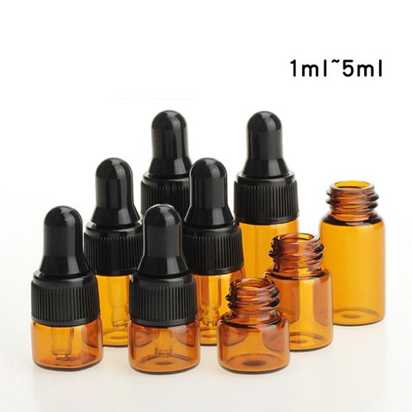 

pcs empty dropper essential oil bottle perfume travel amber container refillable 1/2/3/5ml storage bottles & jars