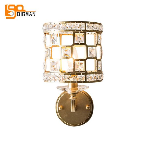 

wall lamp country style gold crystal sconce ac110v 220v lustre lights for home