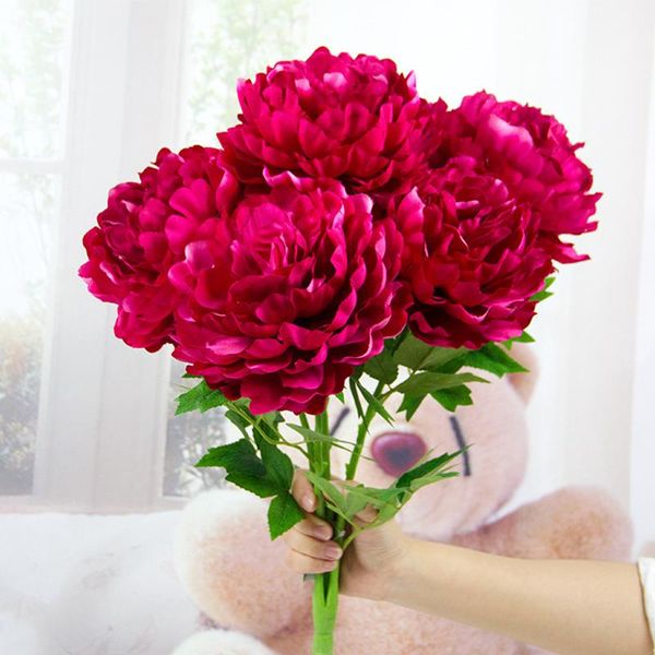 

decorative flowers & wreaths 5 pieces of artificial big peony bouquet wedding home dining table decoration large valentine's day suppli