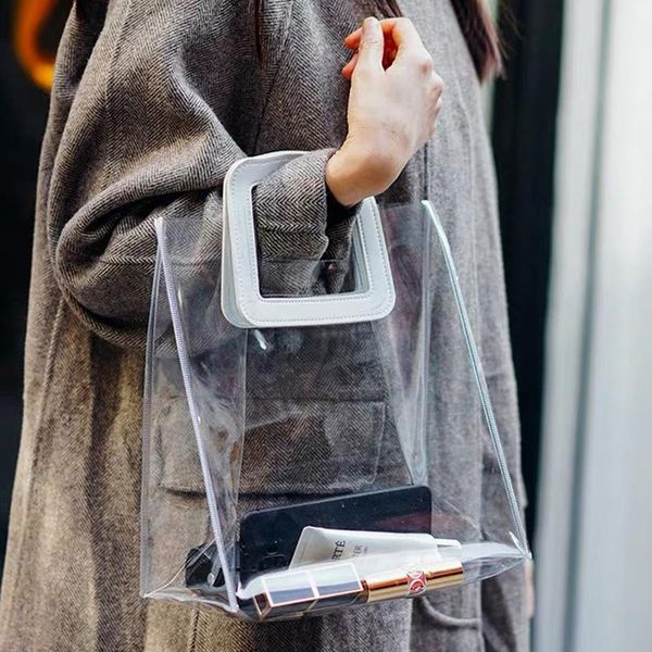 

gift wrap 1pcs transparent soft pvc tote party bag purse shoulder handbag plastic shopping