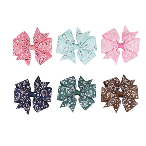 

girls cute colorful print amoeba bow hairpins sweet hair ornament clips for kids barrettes fashion accessories headwear, Slivery;white