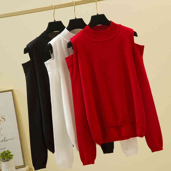 

women's sweaters shintimes turtleneck winter clothes knitted off shoulder women pullover long sleeve korean zbxr, White;black