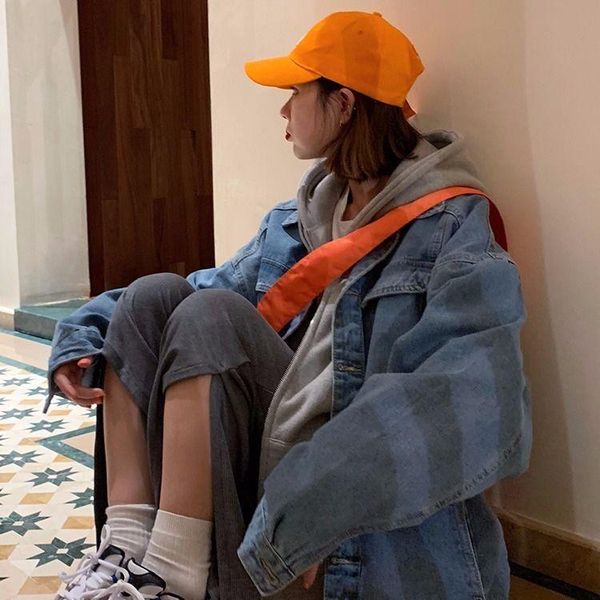 

harajuku denim jacket women 2021 loose and versatile slim retro women's jackets, Black;brown